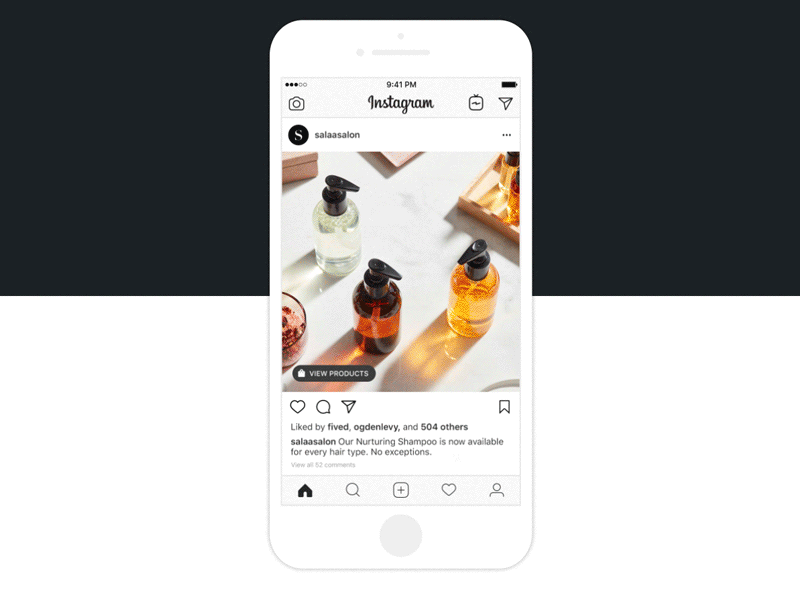 Gif of shoppable Instagram post, a popular content marketing strategy among brands.